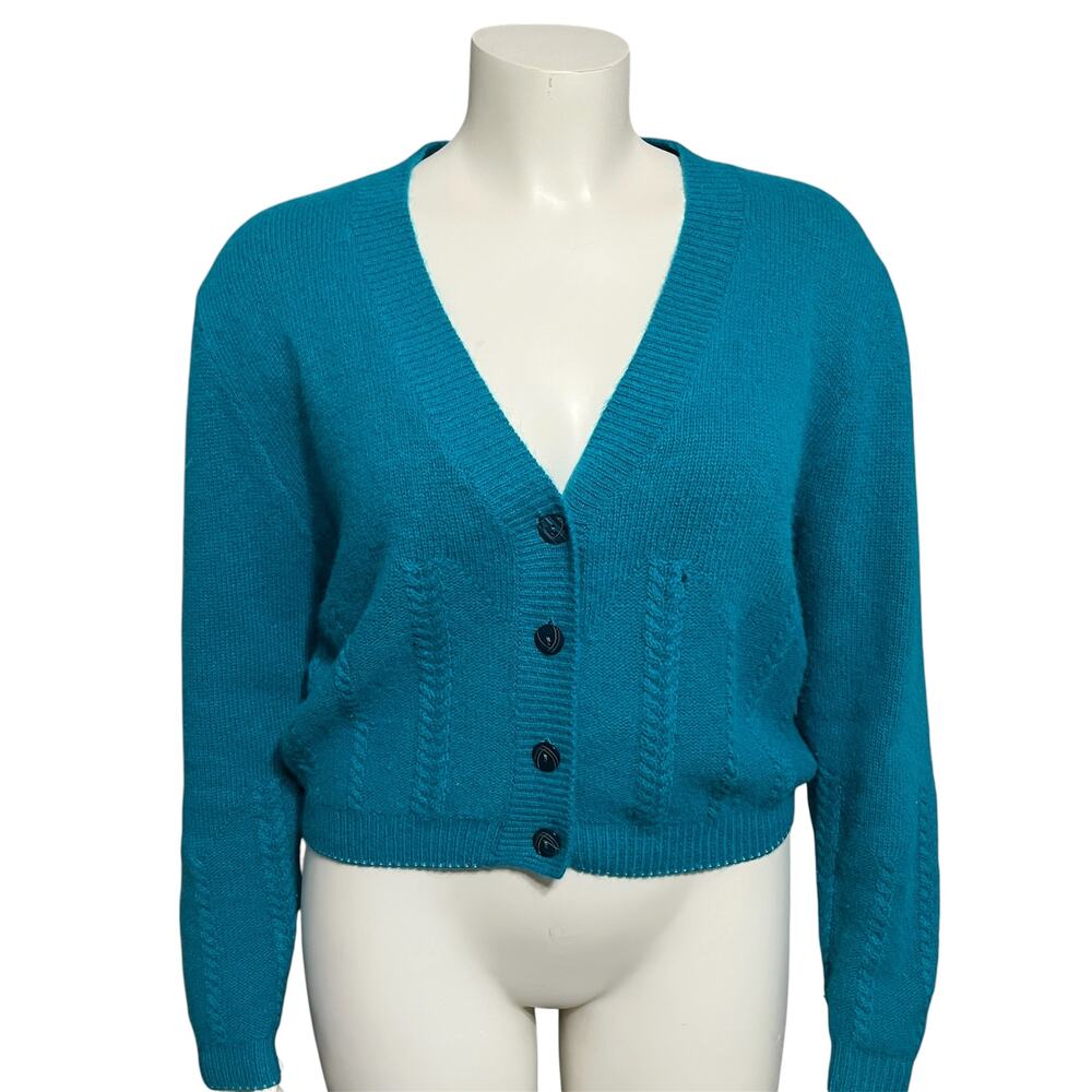 ⭐️Vintage OBR Lambswool Rabbit Hair Cropped Sweater Cardigan Sz-Small
